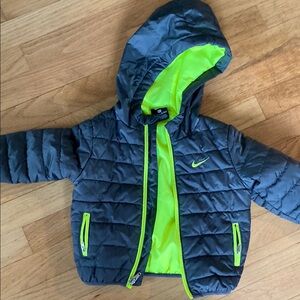 Nike toddler Puffer Jacket - Black and Neon Green 18 month